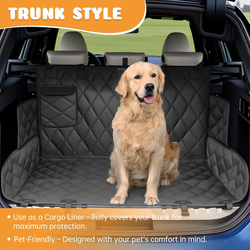 100% 600D (54" 59" Dog Car Seat Cover for Back Seat Waterproof, Long-Lasting and Soft Nonslip Backseat Dog Cover