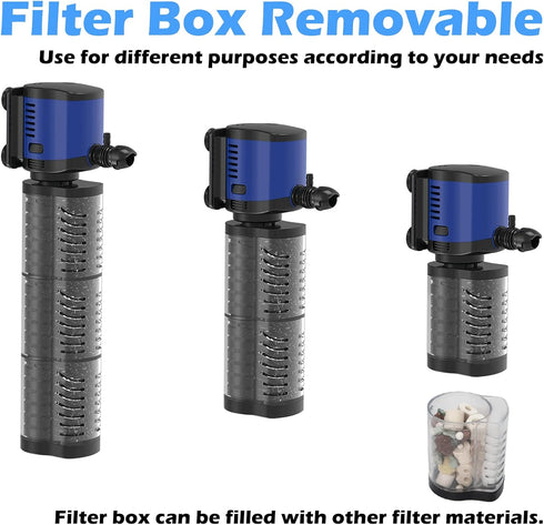 TARARIUM 660GPH Aquarium Filter for 100-300 Gallon Fish Tank, Submersible Water Pump, Turtle Tank Filter