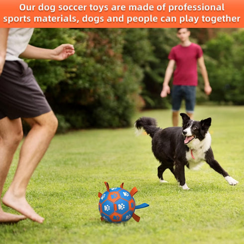 Dog Ropes Toys Soccer Ball with Straps, Interactive Tug of War Toy, Durable Water Balls for Medium & Large Dogs