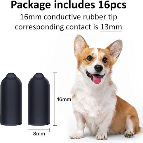 Dog Shock Collar Rubber Tips, 16 pcs Replacement Silicone Covers for Dog Training Collars, Anti Bark Collars Caps
