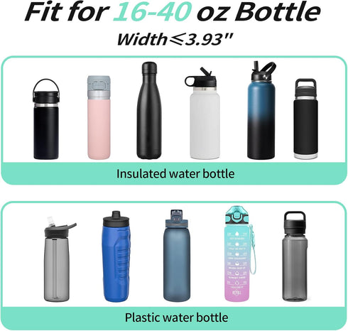 32/40/64/87/128 oz 4 AceTreker Water Bottle Carrier Bag, Neoprene Water Bottle Sleeve with Pocket, Sport Water Holder