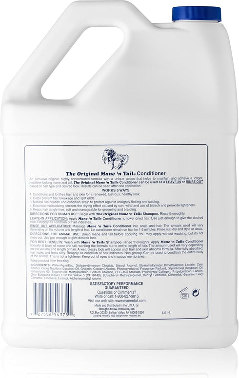 (128 Oz) Mane 'n Tail Conditioner Gallon, for Soft Silky Hair. For Horses and Humans! Fl