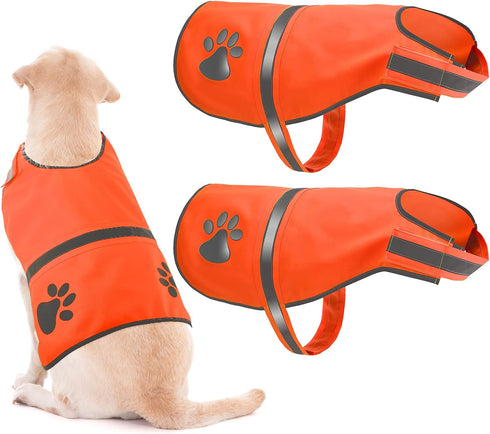 Geyoga 2 Pieces Dog Reflective Vest, Adjustable Safety Pet High Visibility Jacket for Outdoor Activities