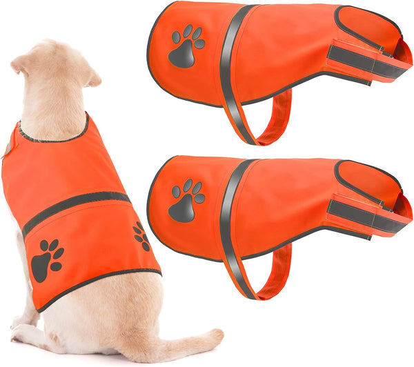 Geyoga 2 Pieces Dog Reflective Vest, Adjustable Safety Pet High Visibility Jacket for Outdoor Activities