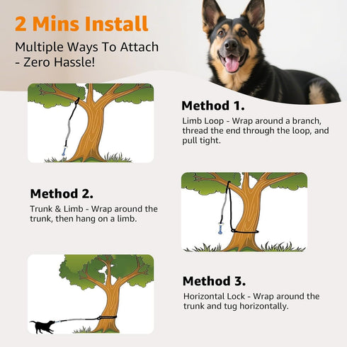 LOOBANI Outdoor Bungee Tug Toy, Dog Toy Hanging from Tree for Small to Large Dogs, Interactive Exercise Play Cord
