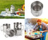 Stackable Stainless Steel Camping Mug Set, Portable Cups with Folding Handle & Mesh Bag for Outdoor Camping, 4 Piece Set