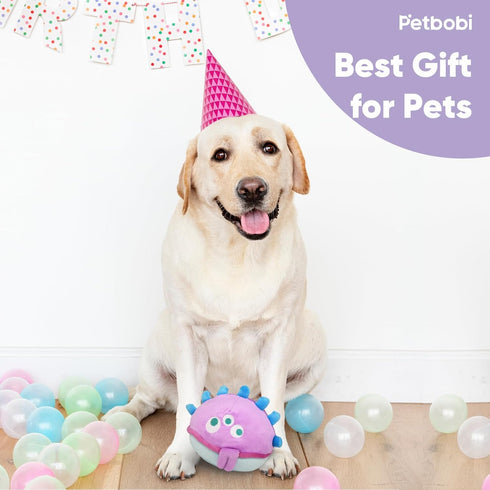 Petbobi Interactive Monster Plush Toy - Shake Squeaky Crazy Bouncer Ball, Battery Operated for Small & Medium Puppies