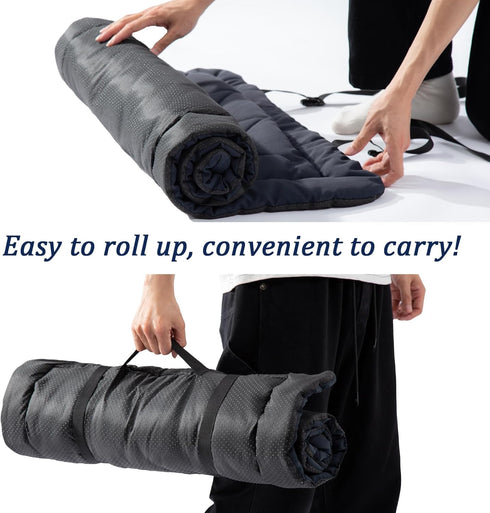 Rollup Camping Dog Bed - Outdoor Portable Travel Mat with Carry Handles for Medium Large Dogs, Waterproof Washable Pet