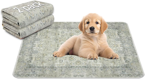 Washable Pee Pads, 18''x24'' Waterproof Non-Slip Puppy Pad, 2 Pack, Fast Absorbent Mat for Training Travel Whelping