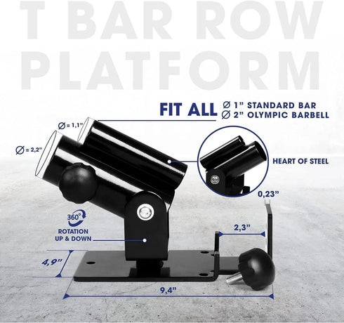 Yes4All T Bar Row Platform, Landmine Attachment for Barbell, Fits 1” Standard & 2” Olympic Bar, Landmine Handle