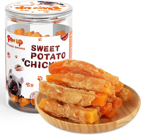 Dog Treats Chicken Jerky Wrapped Sweet Potato, Grain Free with Natural Ingredients w/Taurine, 12.5 oz