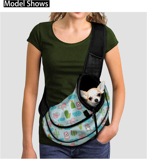 FUSURIRE Leopard Animal Print Pet Carrier Sling for Small Dogs Cats Hands Free Pet Puppy Outdoor Travel Carrier Bag