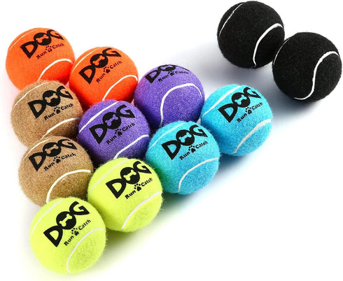 Colorful Squeaky Tennis Balls for Dogs, Easy Catching Pet Dog Balls 12 Pack (2.5inch-6colors)