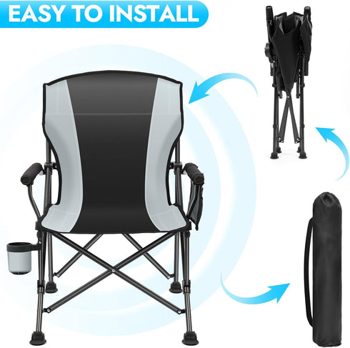 450 LBS Oversized Folding Camping Chair for Adults, Supports Camping Chairs, Heavy Duty Camping Chair with Side