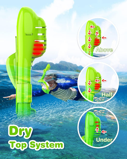 Kids Full Face Snorkel Mask, Foldable Snorkeling Gear for Ages 4-16, Anti-Leak/Anti-Fog