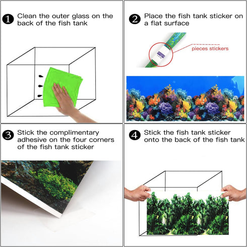 Lainrrew HD Aquarium Background Poster, Dual-Sided Water Plants & Fish Tank Landscape, 16"x40", Easy to Install