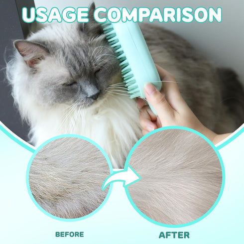 Cat Steam Brush, 3 in 1 Steamy Cat Brush for Shedding, Multifunctional Pet Steam Brush for Removal of Shedding and