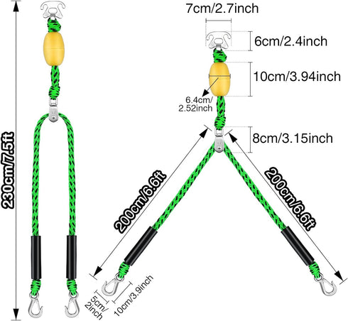Heavy Duty Watersports Tow Harness - 6.4ft Boat Tow Rope with Stainless Steel D Rings & Quick Connector Clip