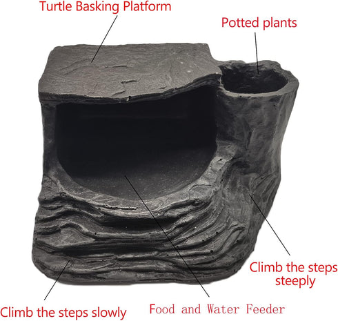 Tfwadmx Turtles Basking Platform, Reptile Habitat Hiding Cave for Frogs, Newts, Snakes, Chameleons
