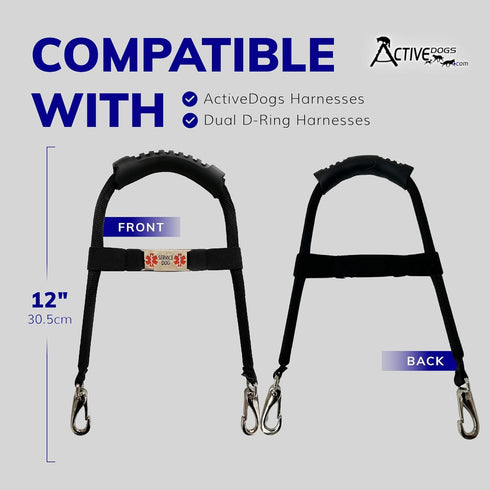 ActiveDogs Service Dog Handle, 12 inch Solid Core Aluminum, T-Shape or Round, Made in USA with Rubber Grip