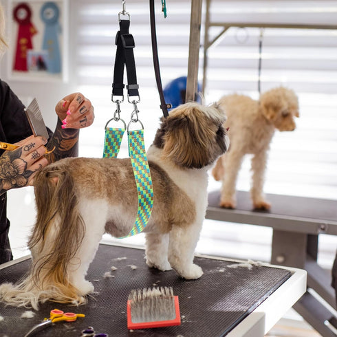 Pet Dog Grooming Arm Accessories - Adjustable Belly Straps with Connector, Nylon Restraint Noose (Color-1, Short)