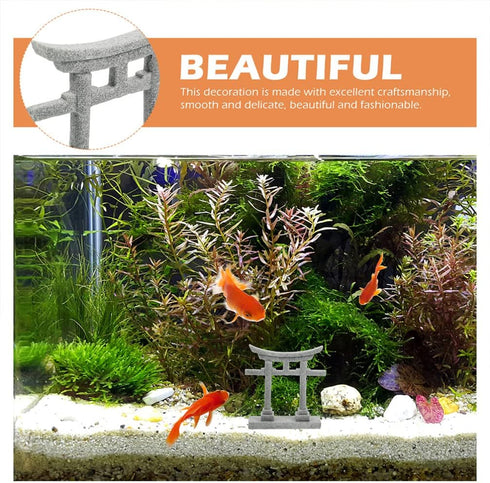 GANAZONO Japanese Shinto Shrine Torii Gate Miniature Ornament for Fish Tank Decoration