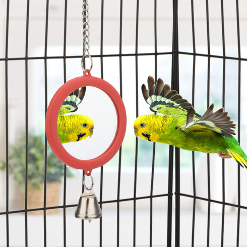 Hypeety Pet Bird Mirror with Bell Interactive Parrot Toy for Cockatiel Parakeets Canaries