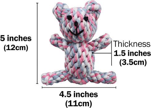 SunGrow Teddy Bear Teething Toy Dog Rope for Medium Small Dogs - Knotted Rope for Teeth Cleaning