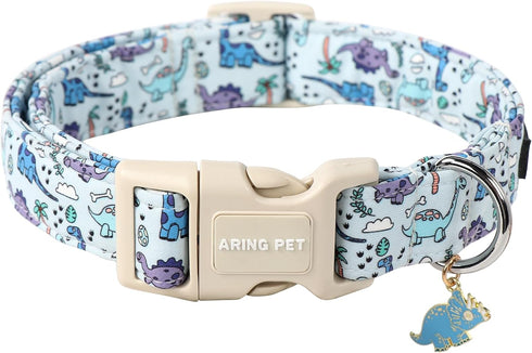 ARING PET Dinosaur Dog Collar, Adjustable Cute Dog Collar for Small Medium Large Dogs, Dinosaur Print.