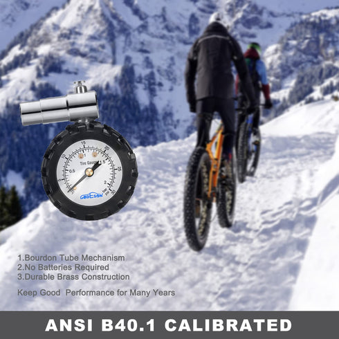 GODESON Presta Valve Tire Pressure Gauge, 0-30PSI Range, Bicycle Air Pressure Relief, Perfect for Mountain Bikes