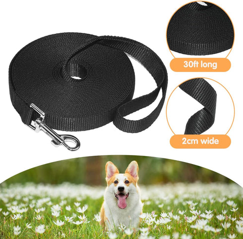 Dog/Puppy Obedience Recall Training Agility Lead - 30ft Leash - Great for Training, Play, Camping, 2 Packs