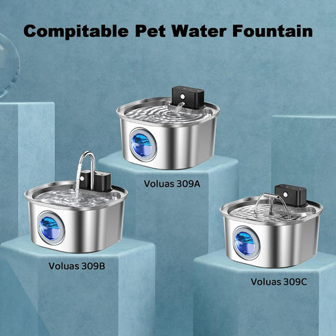 LUBERDUSH 20 Pack 108oz/3.2L 309A/309B/309C, 10 10 Replacement Cat Water Fountain Filters for Stainless Steel Pet Water