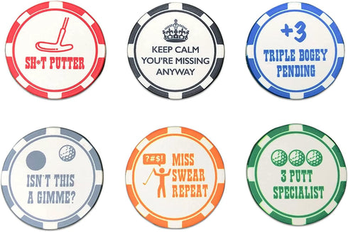 Golf Ball Marker Set, Poker Chip Edition - Great Novelty Golf Gift