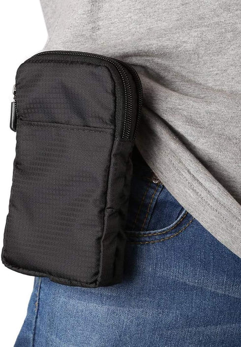 Small Crossbody Cell Phone Bag - Black Phone Waist Bag, 6.5" Travel Shoulder Messenger Holster with Strap