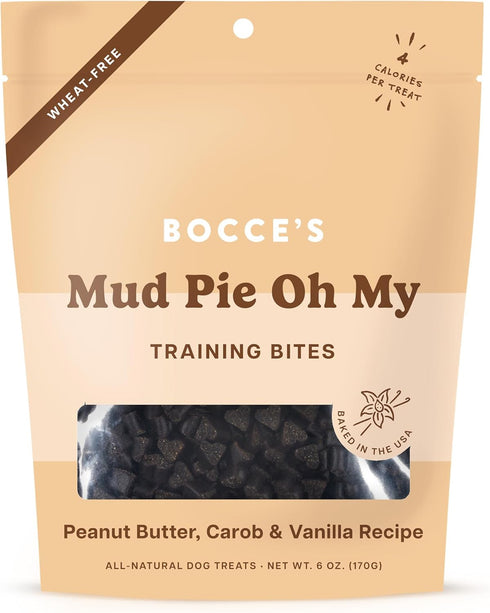 Bocce's Bakery Mud Pie Oh My Training Treats for Dogs, 6 oz Wheat-Free PB, Carob, & Vanilla Recipe