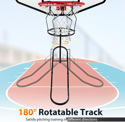 180 3 18" GADFISH Basketball Rebounder, Rotatable Basketball Return Attachment with Stable Large Hooks, Heavy Duty