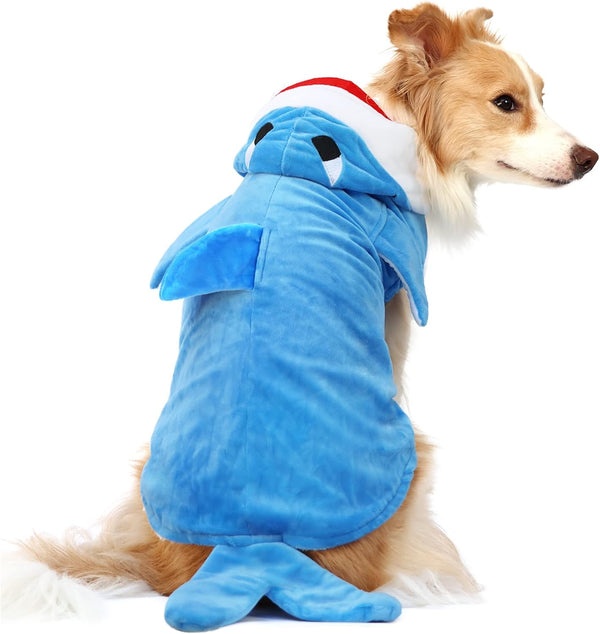 NACOCO Pet Shark Costume Clothes - Cute Christmas Dog Apparel for Large Dogs, Fall and Winter (Blue, 4XL)