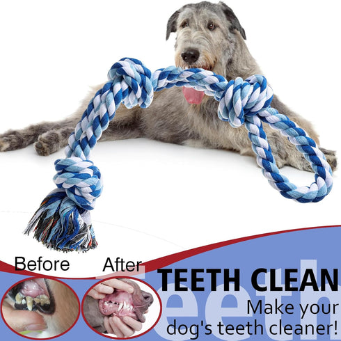 Dog Rope Toys 2 Pcs - Indestructible Chew Toys for Aggressive Chewers, Dental Cleaning Tug of War Toy