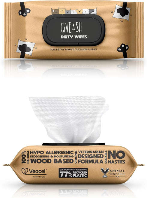 G.A.S Plant-Based Full Body Pet Wipes - Vet-Designed Hypoallergenic Cleaning Wipes for Dogs & Cats, Pack of 100