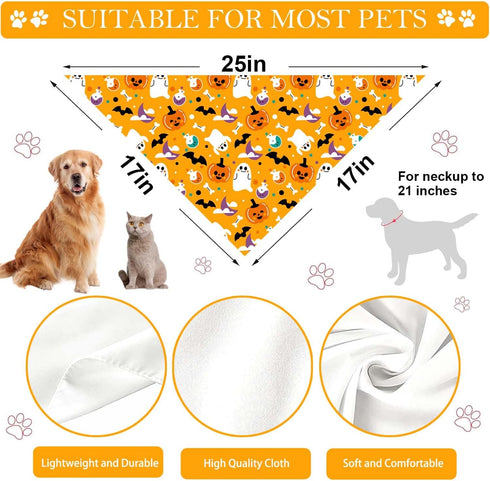 4 Pack Set Holiday Dog Bandanas, Adjustable Halloween Thanksgiving Christmas New Year Holiday Party Pet Decorations