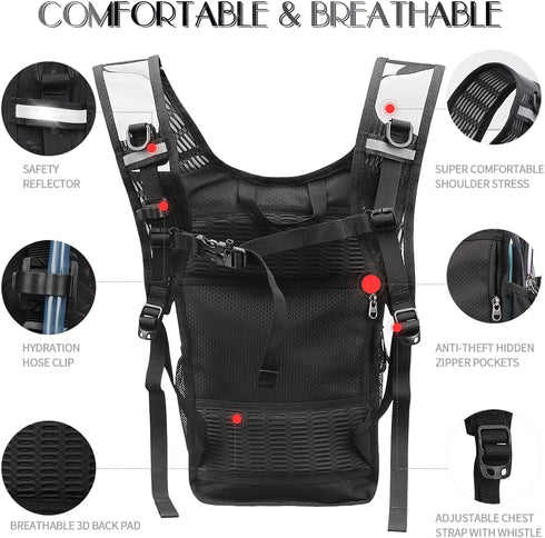 Hydration Pack, Lightweight Water Backpack with 3L Bladder, Essential for Rave, Hiking, Biking, Running