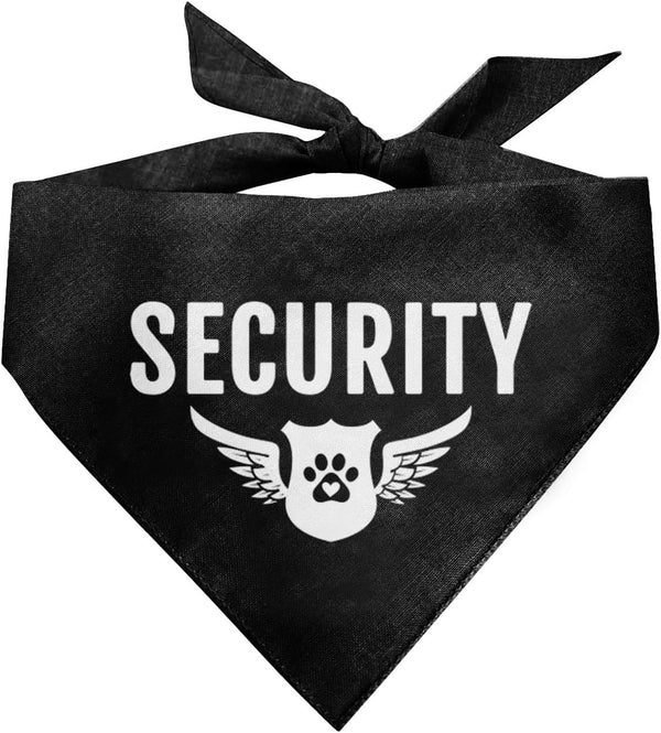 Security Dog Bandana, Black Pet Dog Scarf Accessories, Funny Cute Triangle Scarf for Small Medium Large Dogs