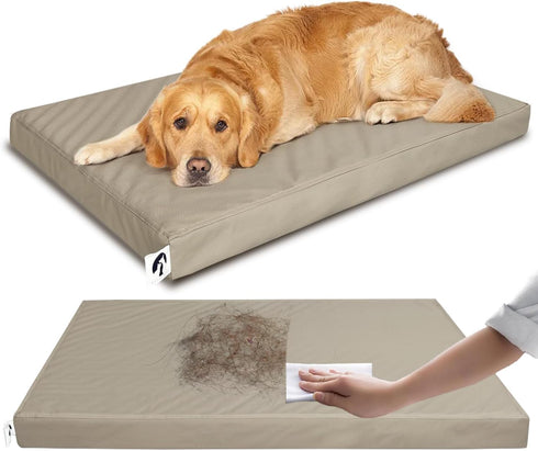 Leather XL Dog Bed - Waterproof Hair Resistant - Washable Covers - Easy Clean Orthopedic Egg Crate Foam