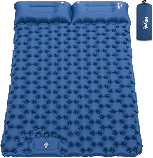 HiiPeak Inflatable Double Camping Mat, Ultralight Sleeping Air Pad with Foot Pump & Pillow for 2 Person