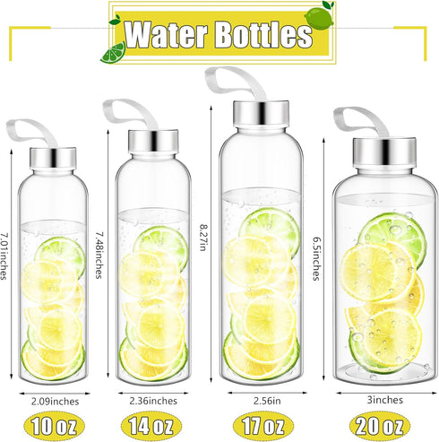 Zubebe 40 Pcs 10 oz Reusable Water Bottles, Clear Bottles with Stainless Steel Leak Proof Lids for Beverages