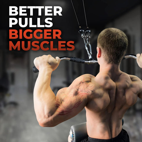 Yes4All Wide Grip Curl LAT Pull Down Bar Attachments, Rubber Handgrips for Cable Pulley System Machine