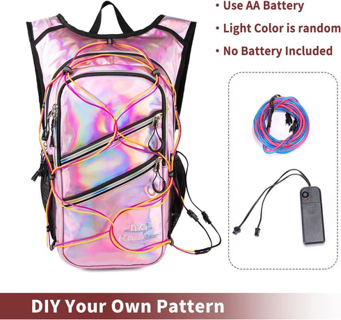 Hydration Backpack with Cool Lights, 2L Water Bladder, Lightweight Bag for Running, Hiking, Climbing