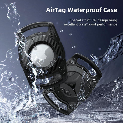 Waterproof Pet Airtag Dog Collar Holder Airtag Keyring, Anti-lost Shock Resistant Air Tag Holder Hard TPU Airtag Dog Collar Case for Key,Backpack,Luggage,Cat,Dog Gps Tracker (Black)