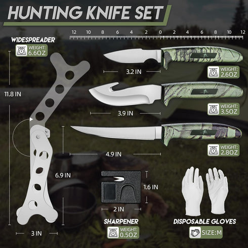 Purple Dragon Hunting Knife Set, Deer Hunting Gear Butcher Game Processor Field Dressing Kit