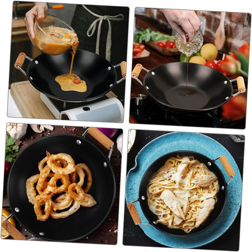 2Pcs Alipis Hot Pot Cooking Pot Household Kitchen Cookware with Wooden Handles Lightweight and Design for Home Cooking